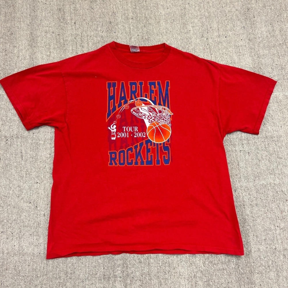 Vintage Harlem Rockets Shirt Mens XL Red 2000s Basketball